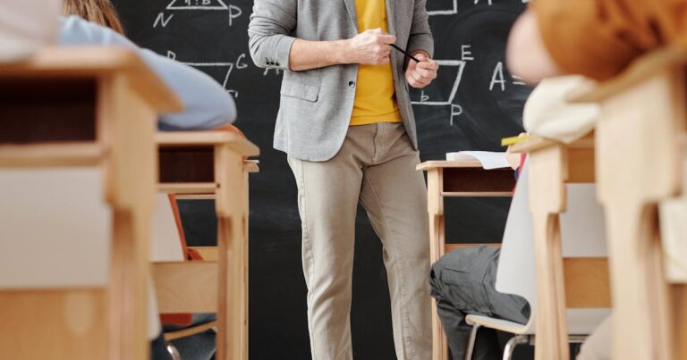 Students discussing subject options in a school setting